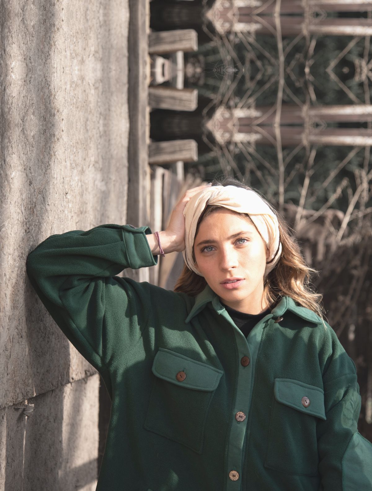 Chaqueta quarz verde. Ropa reciclada de marca de moda Chilena ética y sustentable.