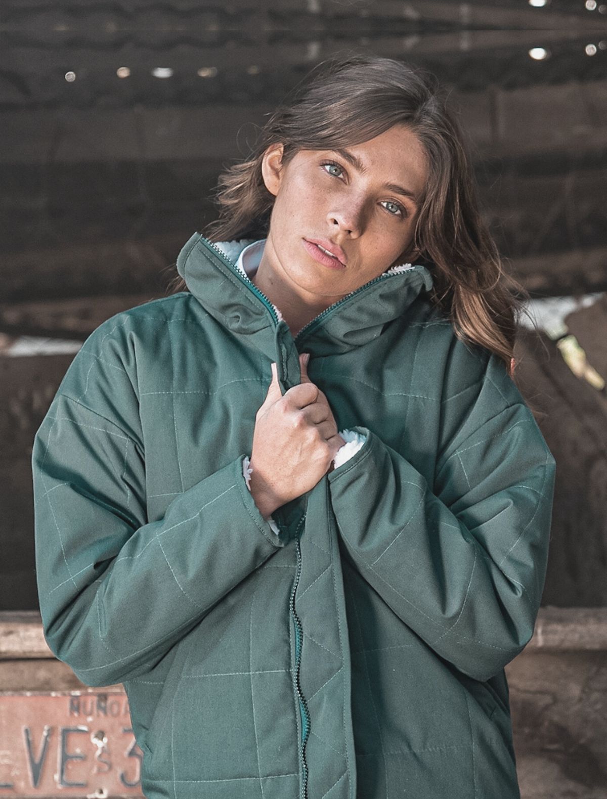 Chaqueta quilt sheep love teal. Bomber calentita con interior extra abrigado de chiporro.